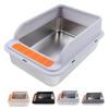 Cat Litter Box Stainless Steel Large Capacity Top Entry Anti Splashing Metal Litter Pan with Leakpro