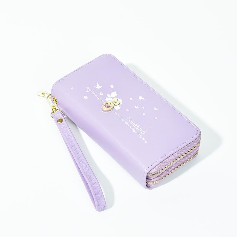 Женский длинный кошелек - двойная молния, большая вместимость с принтом Love, карманный чехол для телефона