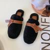 Bowknot Wool Slippers For Women Wearing Warm Lamb Wool Wrapped Half Slippers Flat Bottom Autumn And Winter Slippers Ins