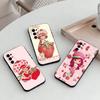 Клубничная S-Shortcake-Girl Розовый Чехол для Телефона Черный Силикон Мягкий Для Samsung S25,S24,S21,S22,S23,S30,Ultra,S20,Plus,Fe,Lite