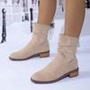 Fashion 2024 Fashion Solid Color Spring and Autumn Women's Ankle Boots Low Heel Shoes Women's Short Boots Small Plus Size Women's Shoes