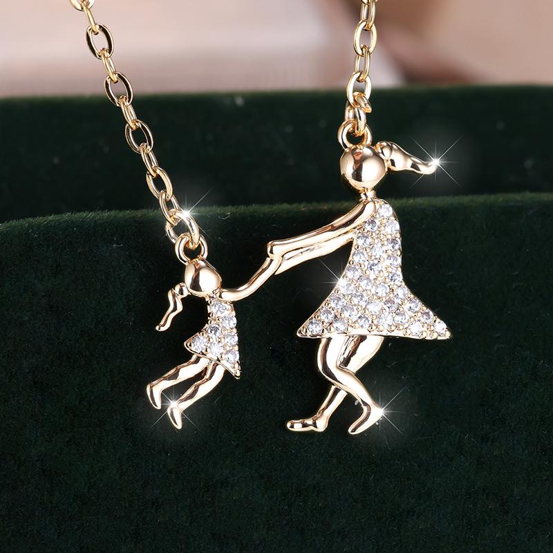 Золотого цвета ожерелье для матери и дочери с подвеской на цепочке, чокер с кубическим цирконием, ювелирные изделия, подарок на День матери