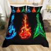 Music Guitar Duvet Cover King Queen Black White and Grey Graffiti Bedding Set Musical Notes Comforter Cover Musical Quilt Cover