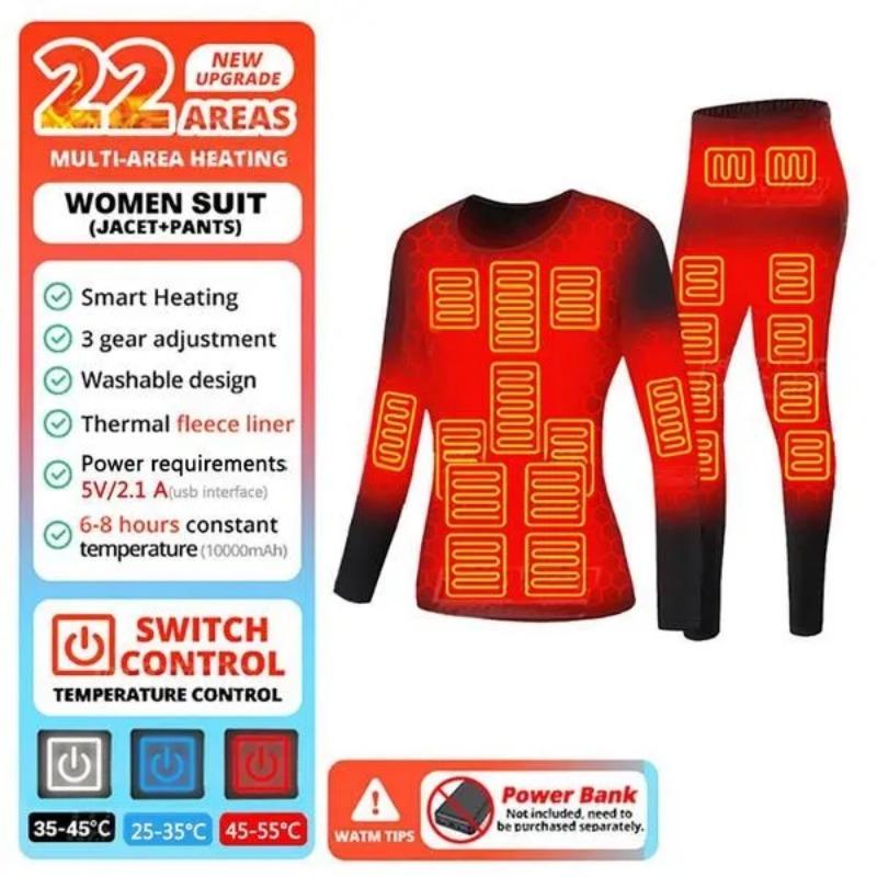 22 зоны обогрева, зимний комплект нижнего белья с электрическим подогревом, мотоциклетная куртка, куртка с USB-нагревом, мужская и женская термоодежда, S-5XL