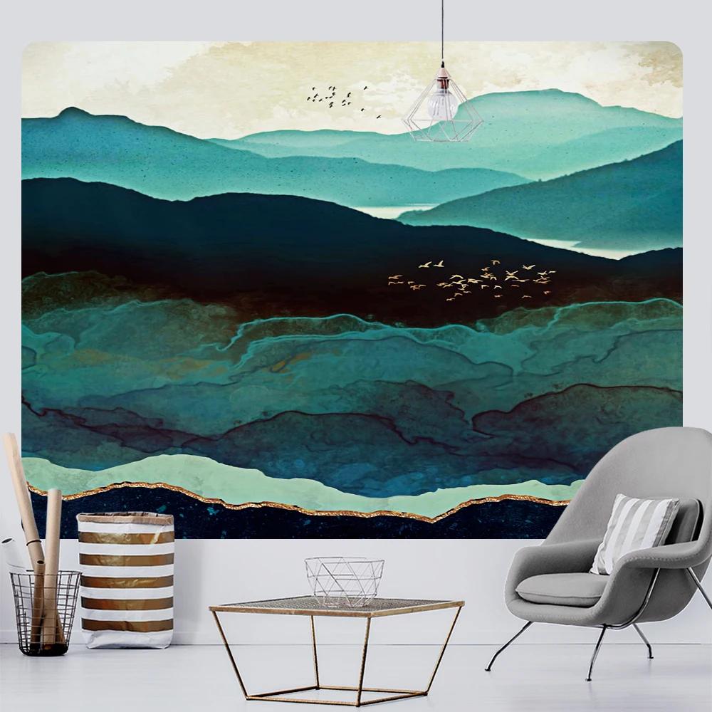 Nordic Mountain абстрактный настенный домашний гобелен психоделическая сцена фоновая ткань