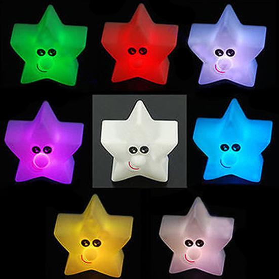 Shiny Star Shape Changing Night 7-Color Bedroom Light Decor LED Lamp Nightlight