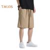 Men Shorts Adjustable Drawstring Waist Casual Trousers with Reinforced Pockets Solid Color Wide Leg Summer Sport Shorts