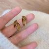 New Korean Arrival Metal Trendy Fresh Lovely Sweet Grey Leaf Stud Earrings for Women Fashion Jewelry Gifts
