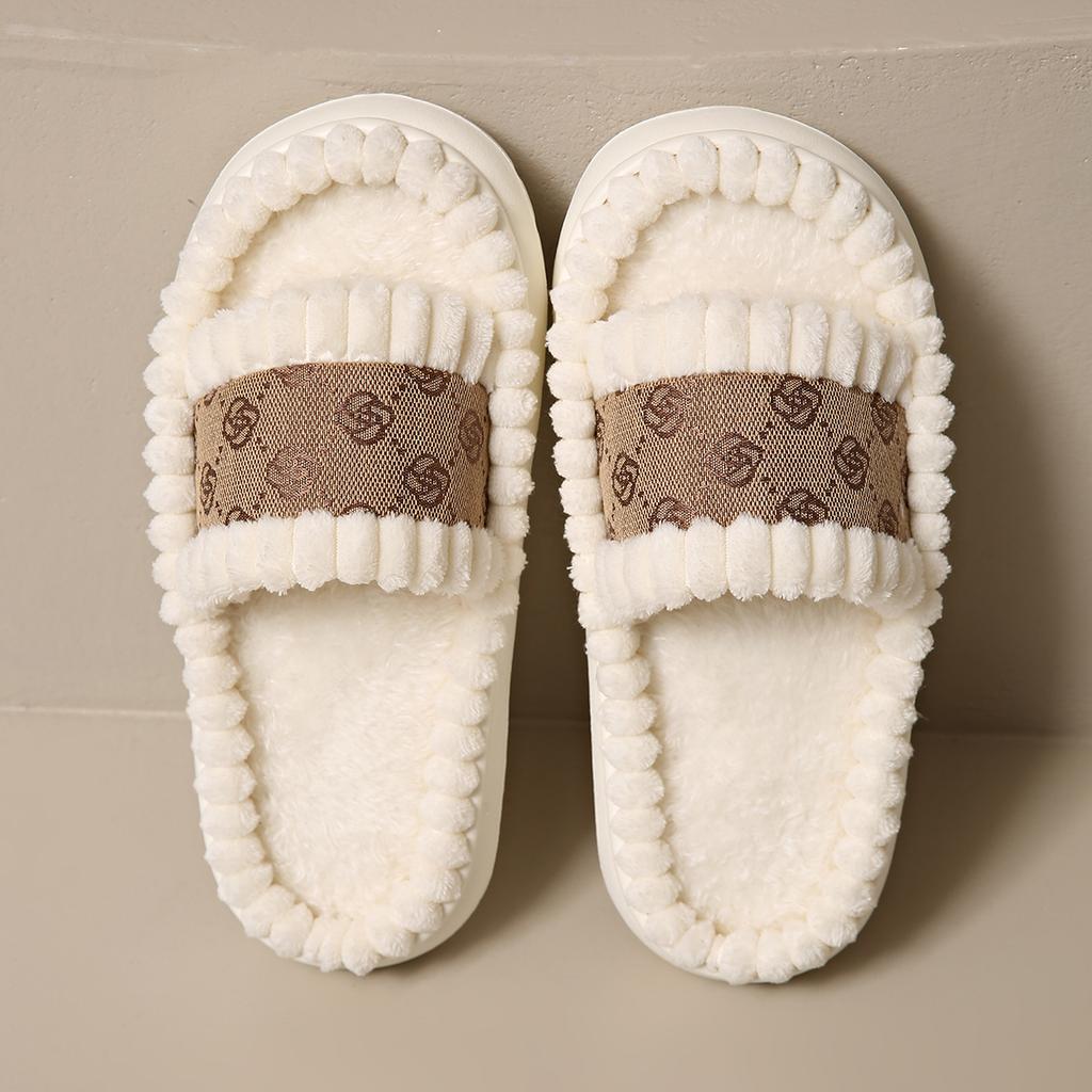 Fashion Women Home Slippers Warm Plush Shoes Ladies Fluffy Shoes Cozy Open Toe Indoor Slides Women Fuzzy Non-Slip Bedroom Slippers
