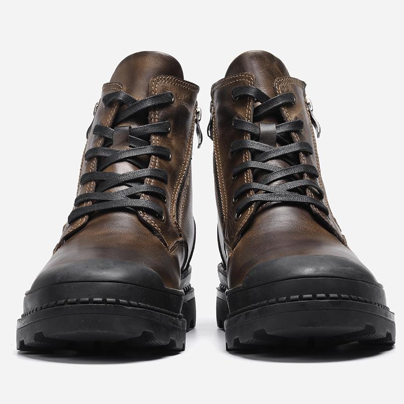 Мужские утеплённые кожаные ботинки