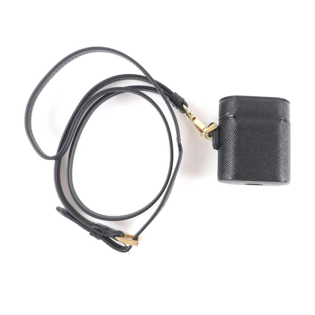 Excellent PRADA Other accessories airpods case black Safiano leather 1ZD002 Used