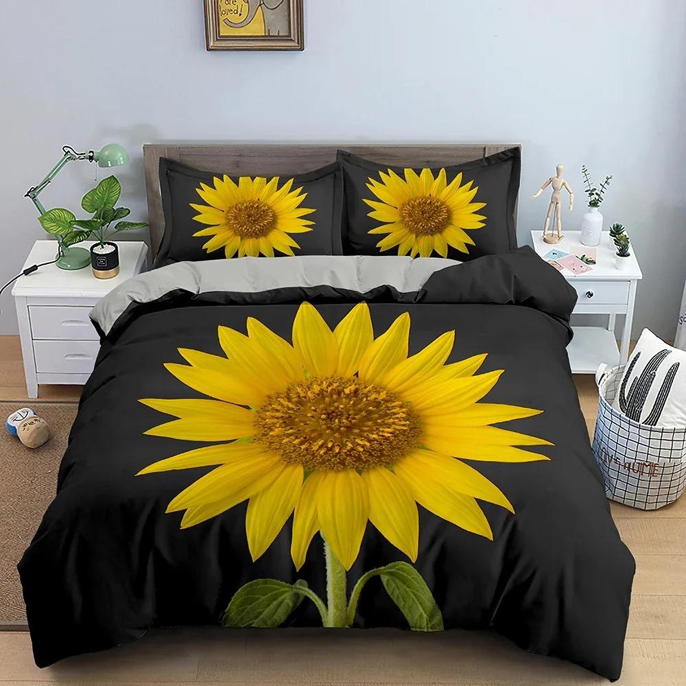 Pillowcase Single Double Size Home Textile with Sun Flower Duvet Cover Floral Bedding Set 3D Printed Comforter Covers Tool