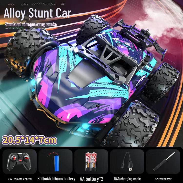 Six-Wheel Alloy Remote Control Off-Road Stunt Car with Gesture Sensing and Spray for Kids