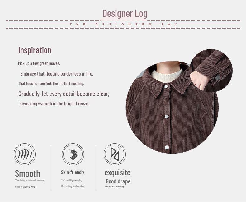 Вельветовая женская повседневная куртка большого размера - Мода весна-осень для среднего возраста