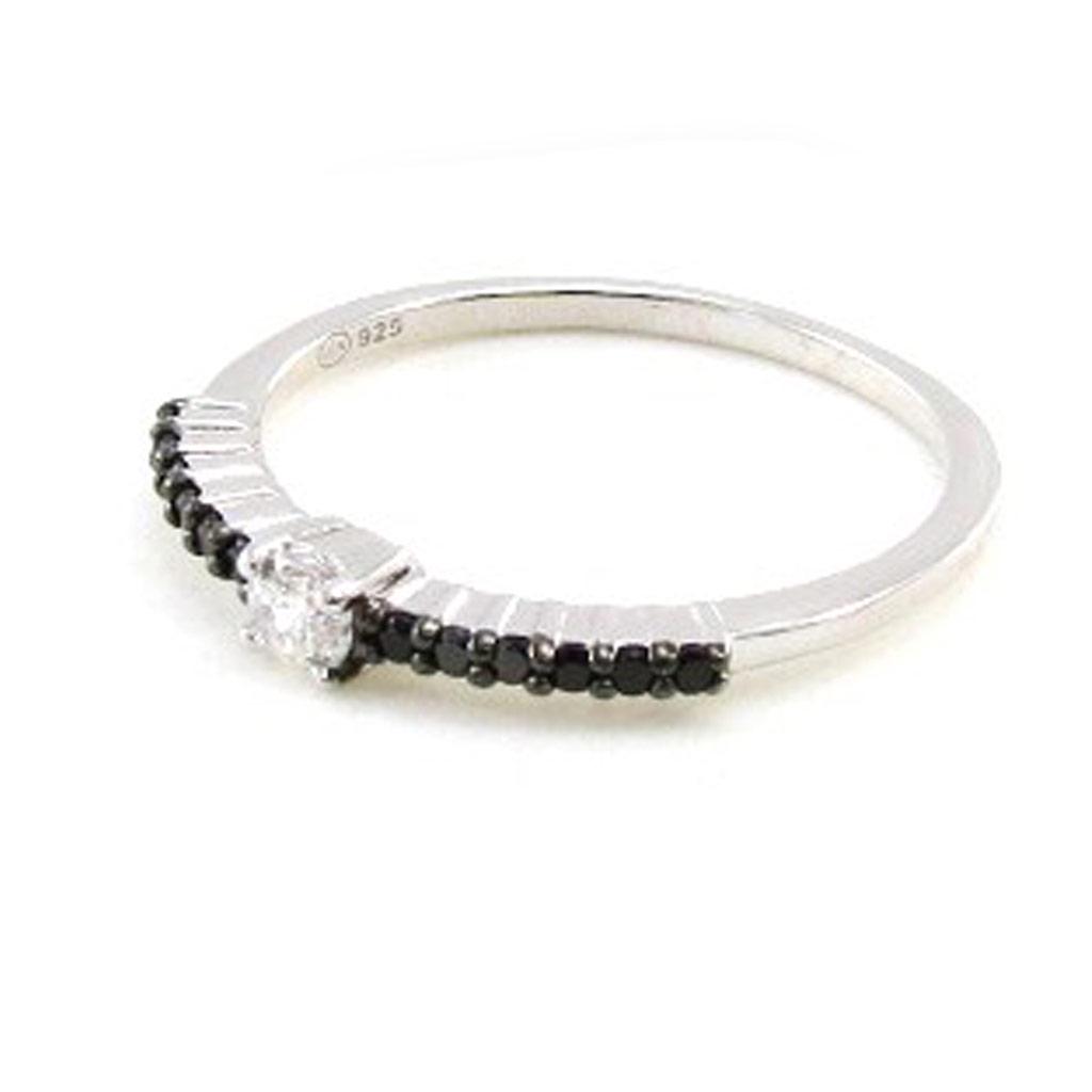 Silver Ring 'Scarlett' Black White