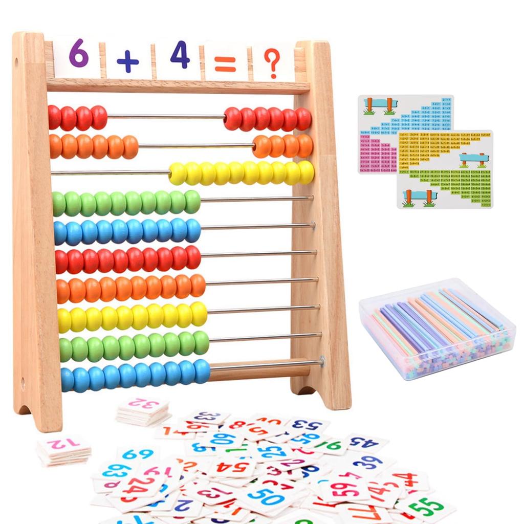 CRIMOCA Abacus Set with Number Counting and Calculation Rainbow Abacus 100 Is a Educational Toy for Boys and It Teaches and a Montessori Wooden Math