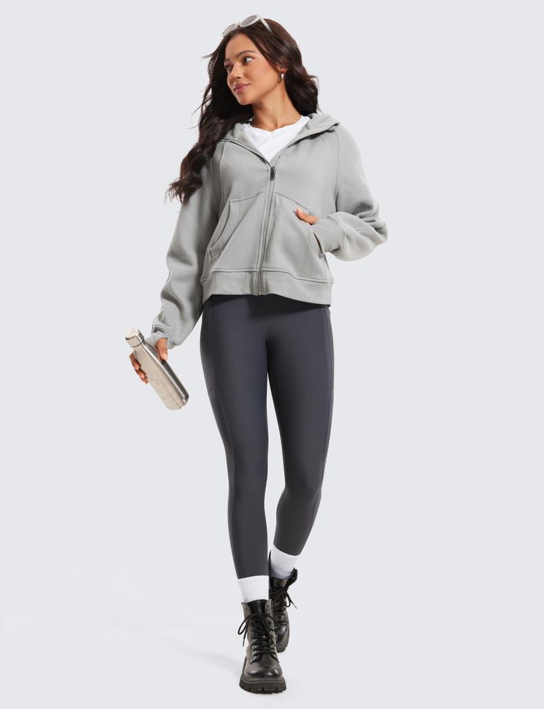 CRZ YOGA Winter Yoga and Mysterious Size M Women's Fleece-Lined Leggings, High-Waisted, Sweat-Wicking, Quick-Drying, Cold-Weather Protection, 25-Inch