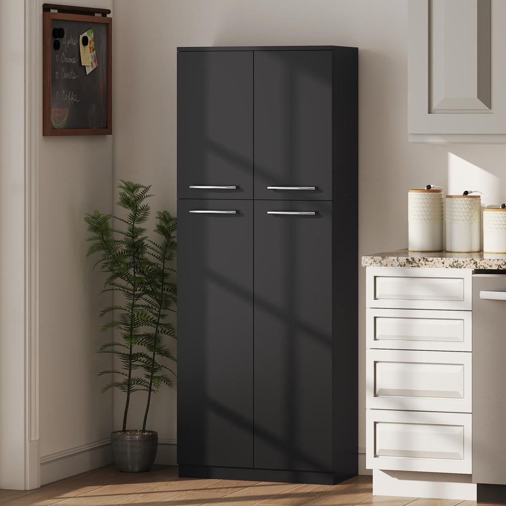 Mobile Minimal Container With 2 Cabinets And Adjustable Shelves In Black Wood 59x31x155 Cm