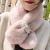 New Women's Winter Scarf Faux Fur Plush Pearl Scarf Faux Fur Thickening Warm Cross Stereo Scarfs New Scarfs Apparel Accessories