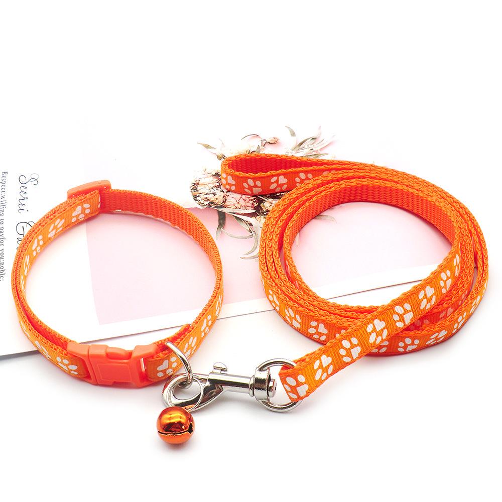 Colorful Pet Leash & Paw Print Collar Set for Dogs and Cats