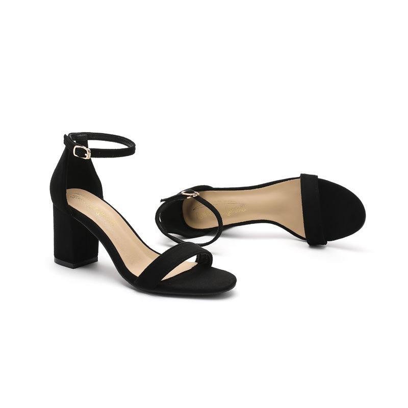 Модные черные замшевые босоножки на высоком каблуке для женщин, удобные ремешки, блочный каблук, открытый носок, лето