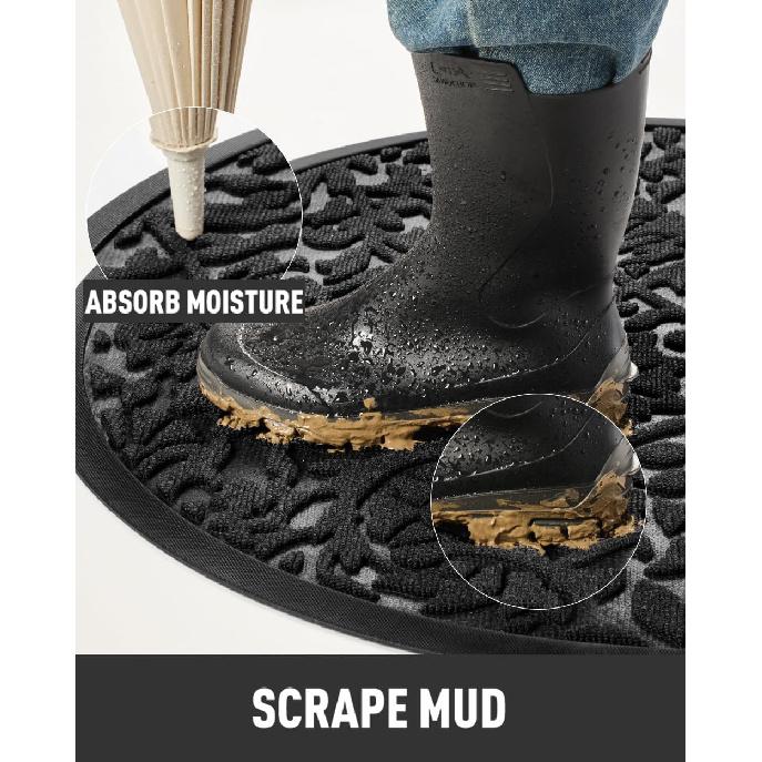 Tchdio Полукруглый коврик для входной двери-Нескользящий резиновый коврик для прихожей для улицы-Низкопрофильный сверхпрочный приветственный коврик Легко чистить Все