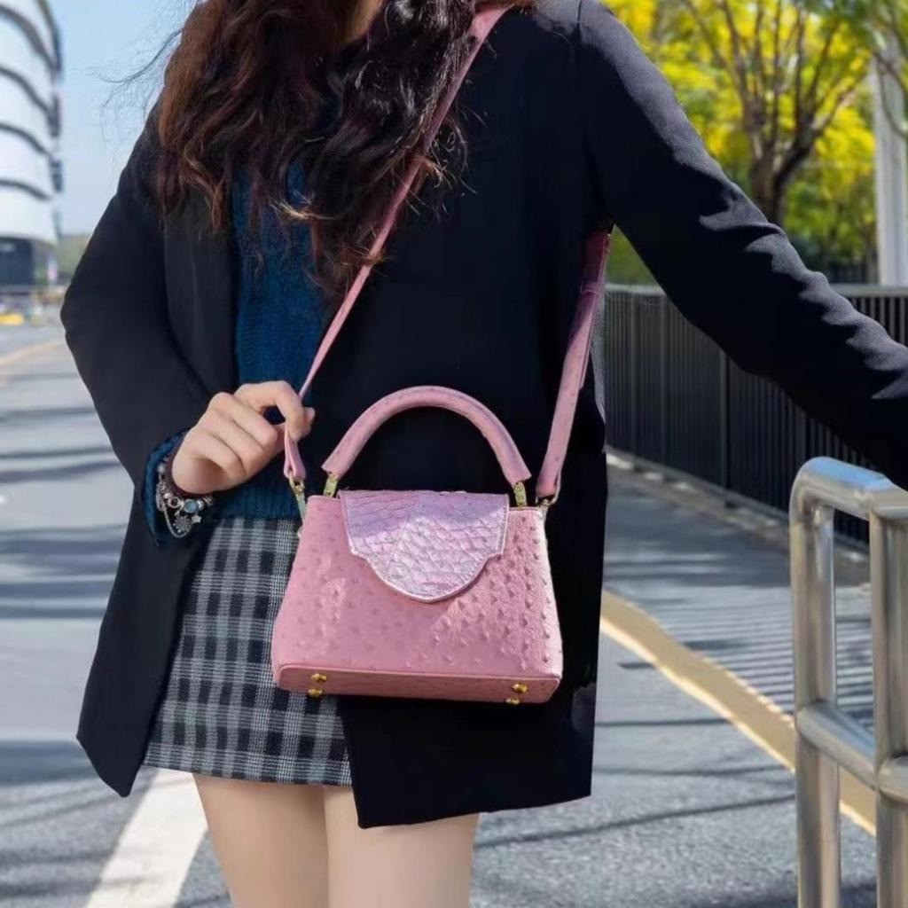 2025 Spring Fashion Women's Ostrich Pattern Crossbody and Shoulder Handbag