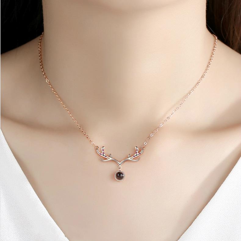Ожерелье проекта Yilu You с подвеской в виде рогов лося женского пола, цепочка на ключицу