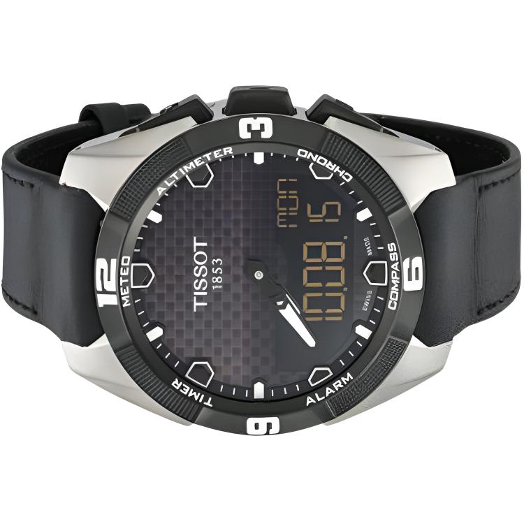 Tissot Кварцевый механизм 100 м Водонепроницаемость Мужские часы Часы 45 мм Черный циферблат Титановый корпус с PVD-покрытием Часы T091.420.46.051.00