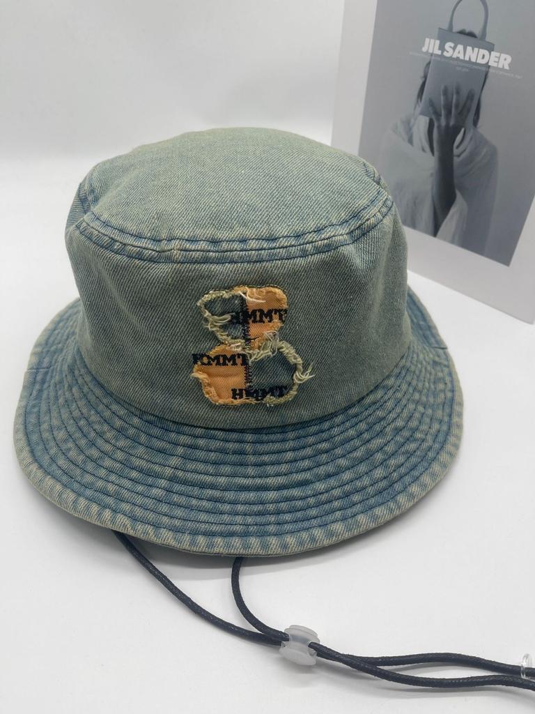 Уличная шляпа-ведро из денима с эффектом потертости от медведя, женская весенне-летняя шляпа с большими полями, солнцезащитная шляпа с большой окружностью головы и маленьким лицом