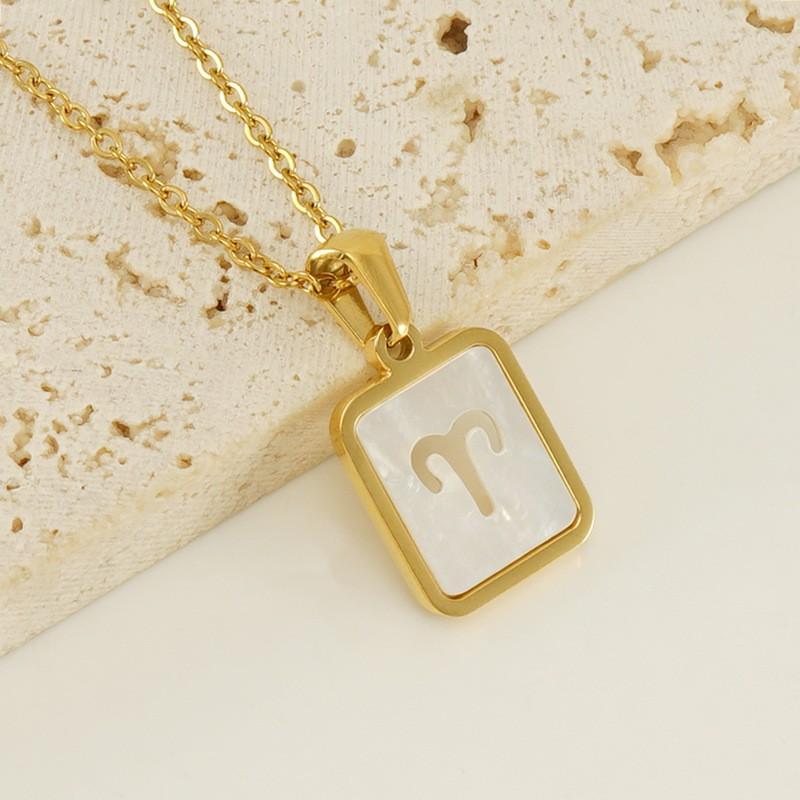 18-каратное золото нержавеющая сталь 12 созвездий ожерелье ювелирные изделия белая ракушка полая подвеска ожерелье для женщин