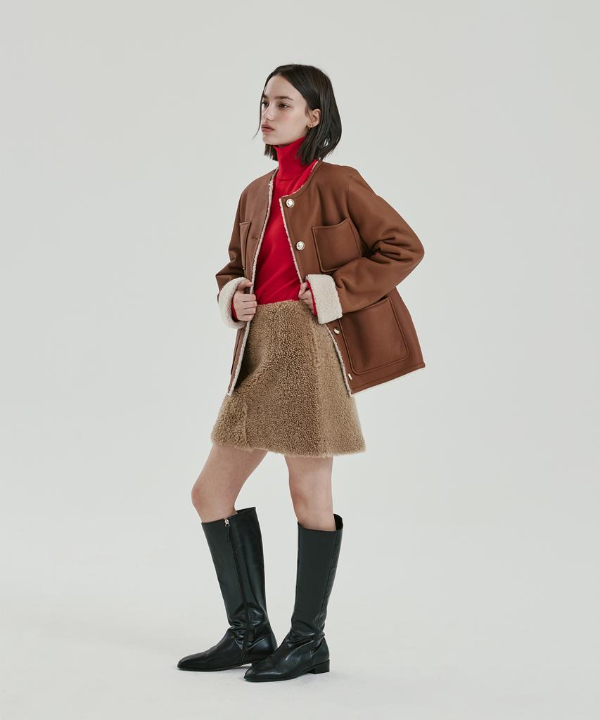Pin Black Lacon Teddy Mustang Skirt Beige