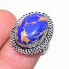 Медь Синяя Бирюза Ручной работы Ювелирное изделие Кольцо из стерлингового серебра 925 пробы Размер 7.5 P0K71