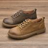 Верхний слой коровья кожа Толстая подошва Мужская обувь Новая Весна Ретро Плоская подошва Повседневная На шнуровке Универсальная Противоскользящая Дышащая Мягкая подошва Летняя версия