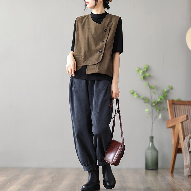 Женский жилет в стиле ретро, повседневная куртка, короткий жилет, весенне-осенний свободный универсальный жилет