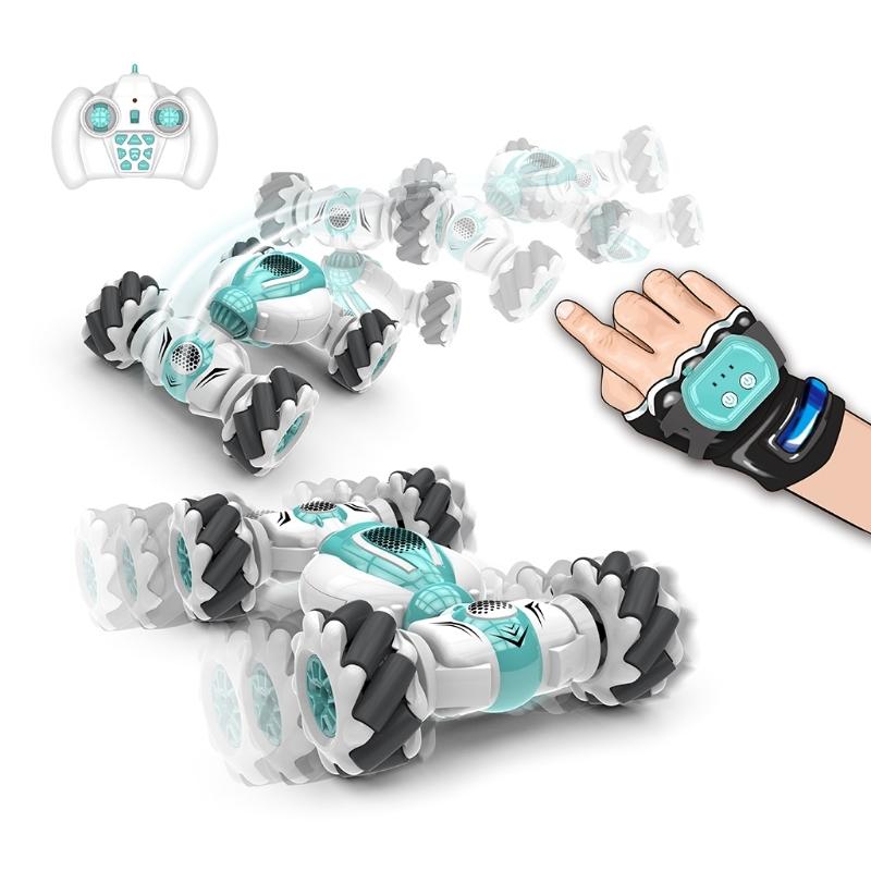 2.4Ghz Remote Control Car 4WD Watch Gesture Sensing Control RC Stunt Car with LED Light Music Effect Children's Toy