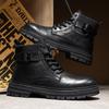 Fashion Autumn Leather Mid-top Shoes Fashion Male Ankle Boots Casual Outdoor Hiking Boots Sneakers Non-Slip Comfy Motocross Boots Botas