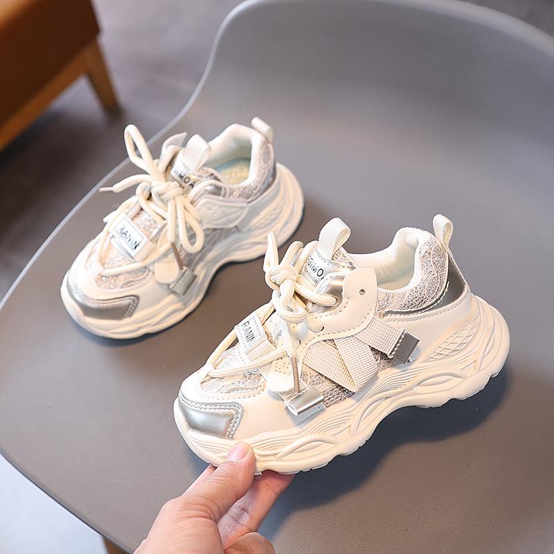 Spring Mesh Kids Sneakers Boys Girls Velcro Soft Sole Running Shoes Casual Dad Shoes