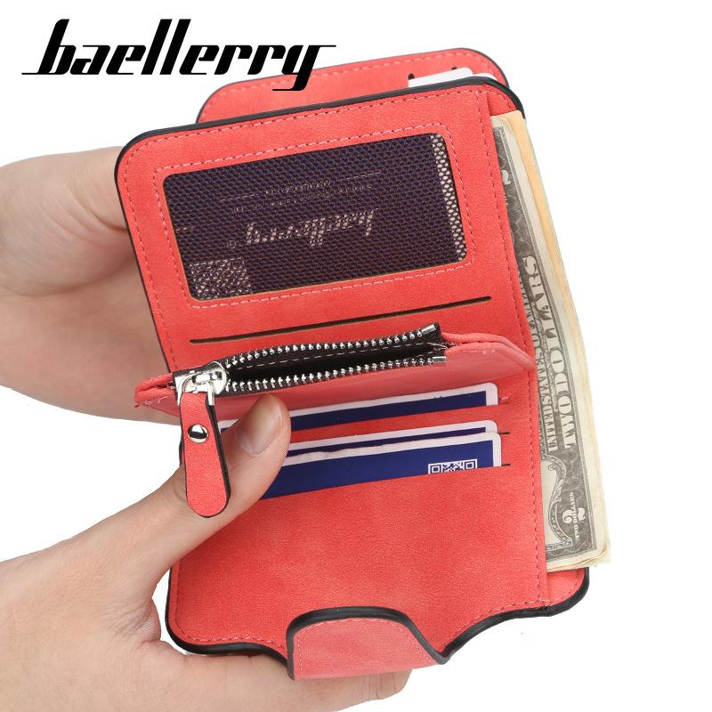 Женский кошелек Baellerry в корейском стиле, короткий кошелек, много отделений для карт, застежка-кнопка, держатель для карт, кошелек для монет из ПУ кожи, милый студенческий кошелек