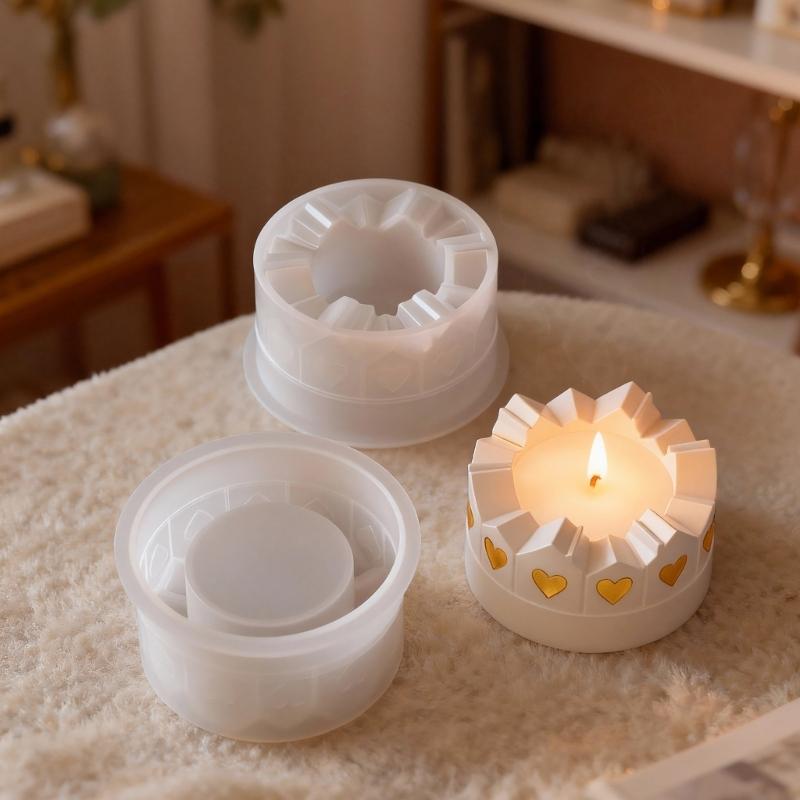 Silicone Mold Concrete Scent Blowtorch Box Candle Cup Molds Artisanal Handmade Jewelry Storage Box Cement Plaster Mould Resin
