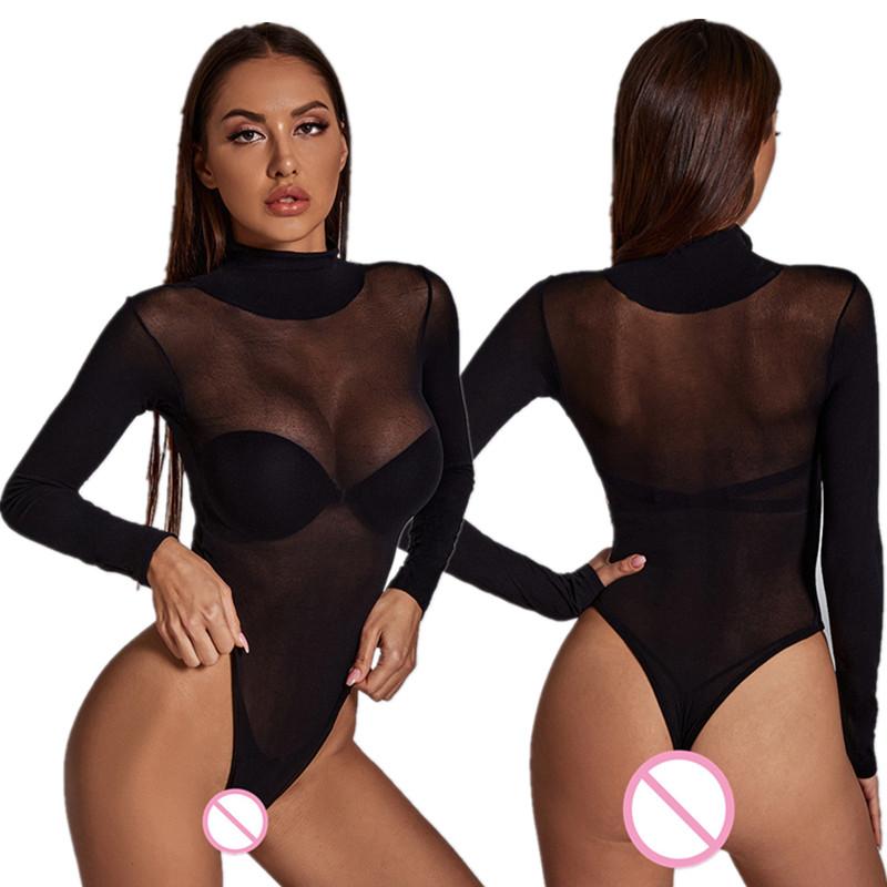 Женский комбинезон, чулки до бедра, сексуальное женское белье, эластичное прозрачное боди, сетчатое кружево, прозрачные ажурные сеточки с открытой промежностью, женские