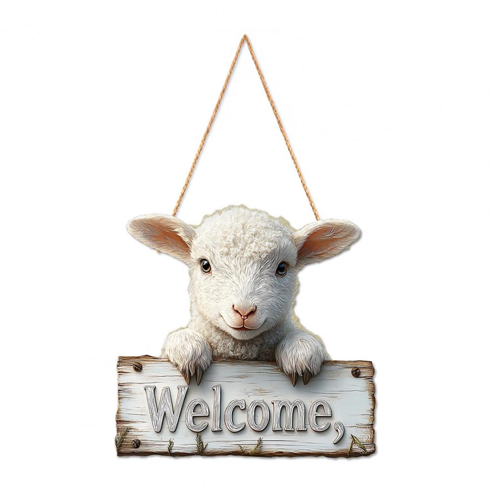 Wall Decoration Rustic Farmhouse Sheep Welcome Door Sign Indoor Outdoor Lamb Hanger Decoration Decorative Wall Plaque