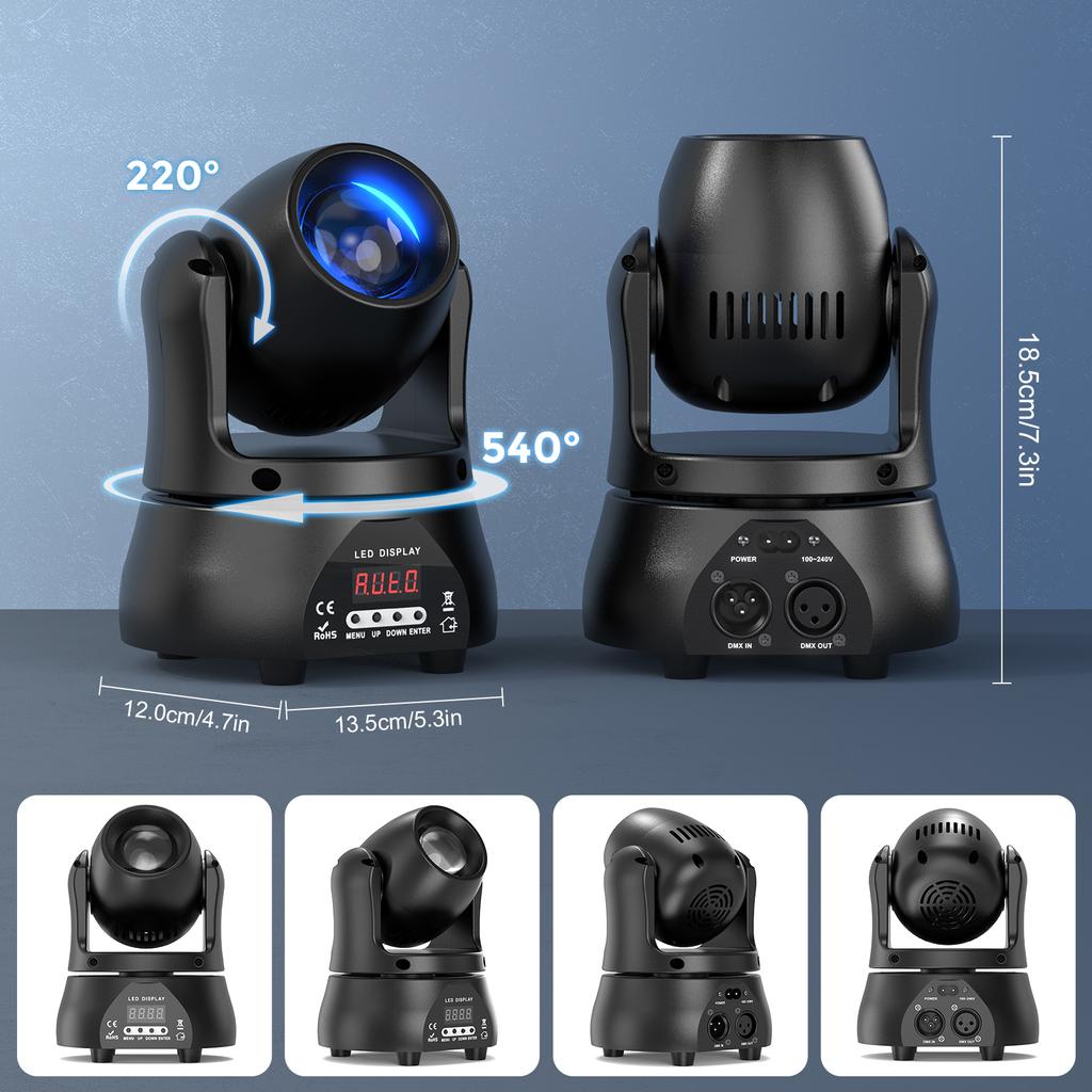U`King 2pcs 40W LED Beam Moving Head Light RGBW Beam Effect Stage Lights DMX Sound Activated Moving Head Lights