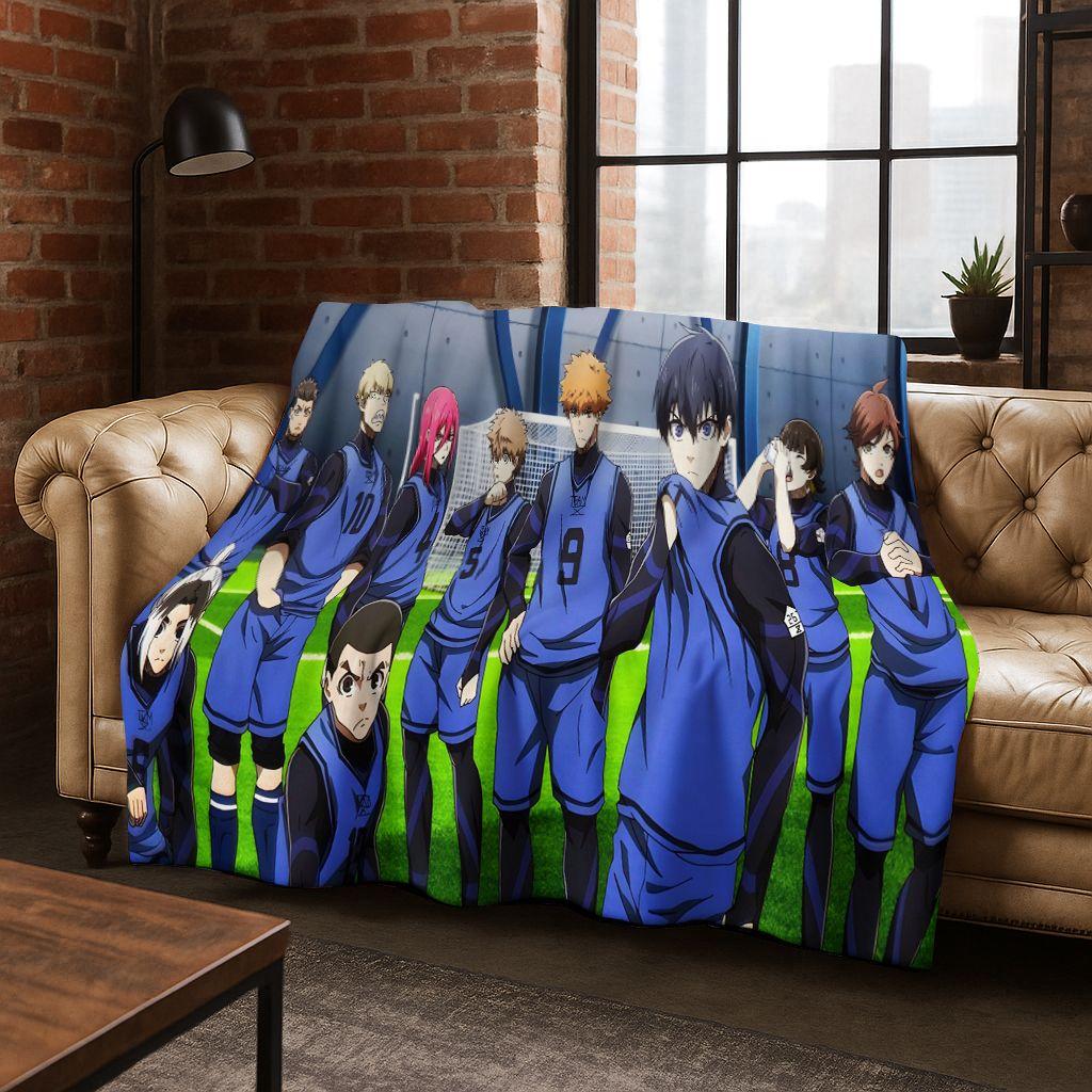 Мультяшное Фланелевое Одеяло BLUE LOCK Football Anime Исаги 3D, Теплое и Уютное Мягкое Плед для Дома Спальни Кровати Дивана Покрытие Дети