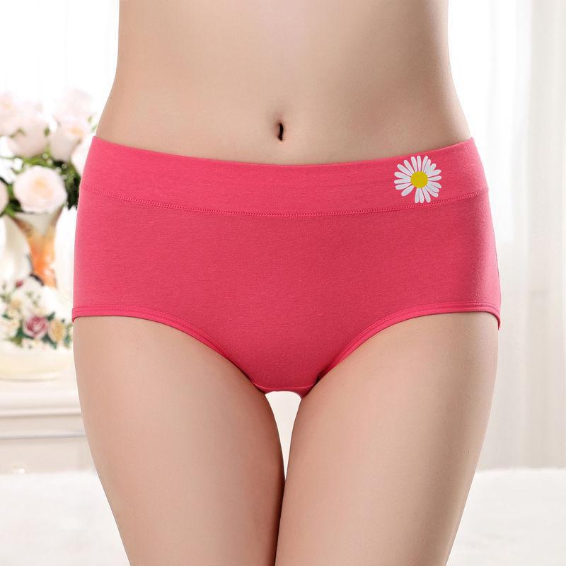 Женские хлопковые трусы с принтом и средней посадкой, утягивающие живот и подтягивающие ягодицы