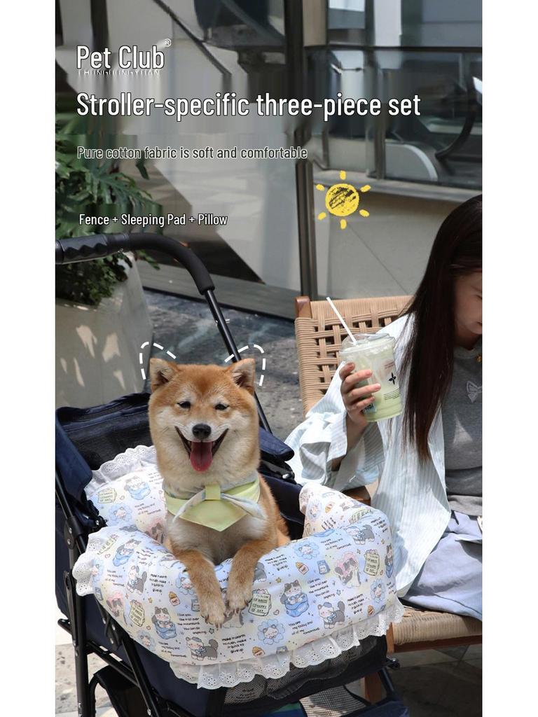 Уютный хлопковый набор для питомца: Толстая теплая подстилка, подушка и бортик для маленьких собак и кошек