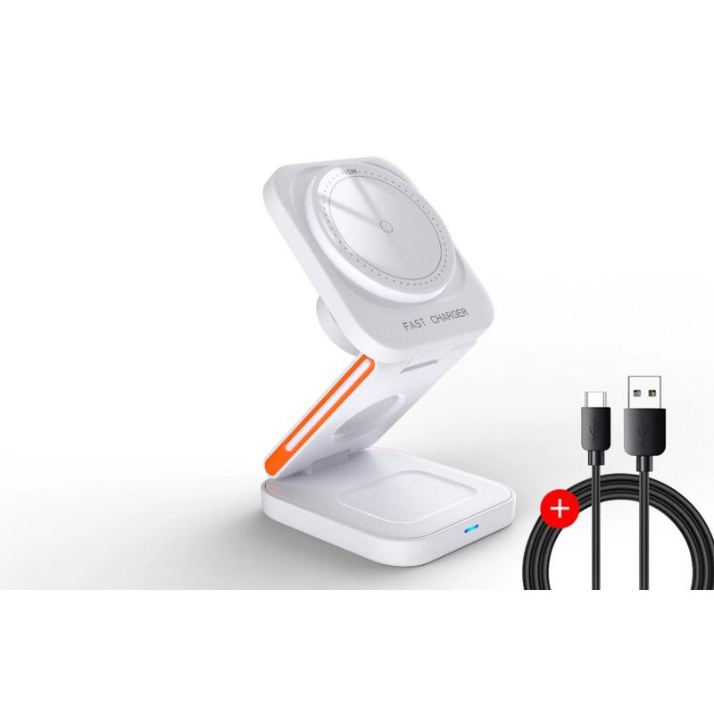 3 в 1 30 Вт беспроводное зарядное устройство iPhone магнитная складная беспроводная зарядная станция для iPhone15 14 13 12 Pro Watch 8 9 Airpods