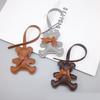 Fashion Bow Bear Keychain Car Key Holder Cartoon Bag Pendant Cute PU Leather Keyring Bag Hanging