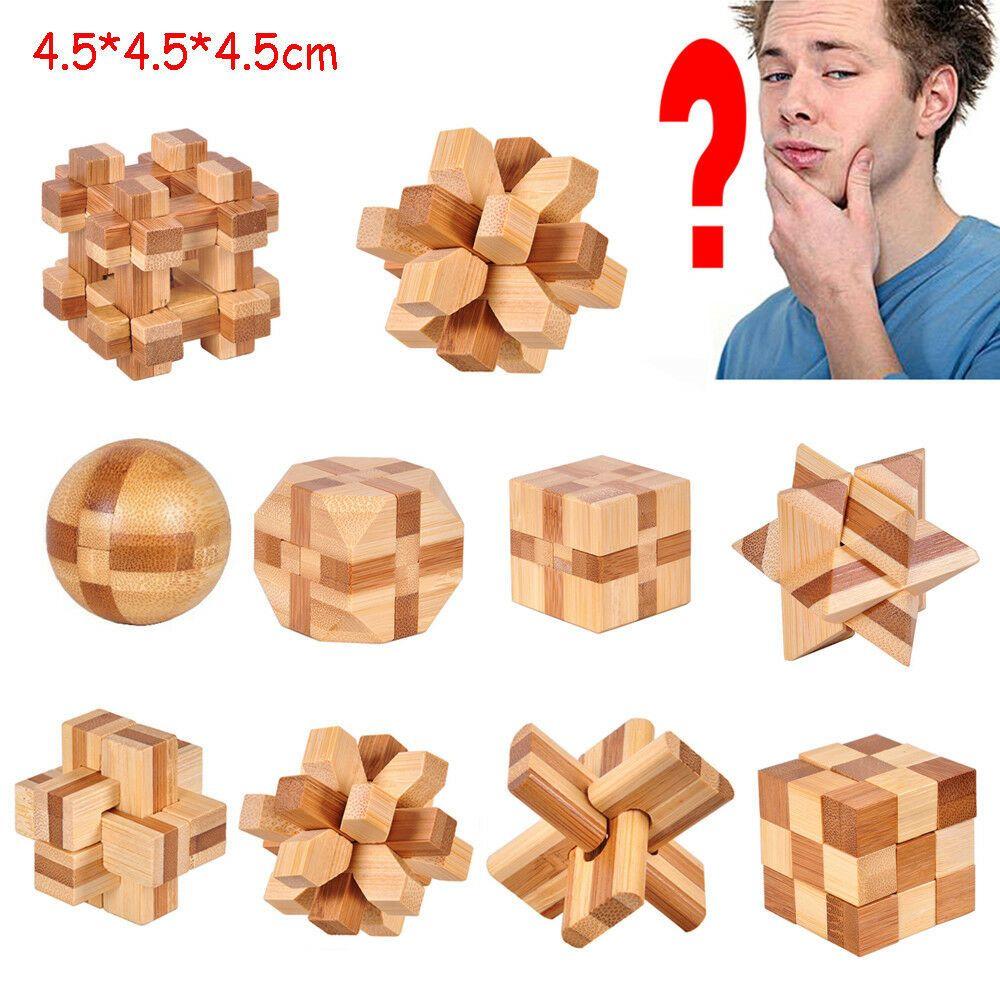 Wooden Small Interlocking IQ Game Puzzle Toy Brain Teaser Classic Toys Kong Ming Lock