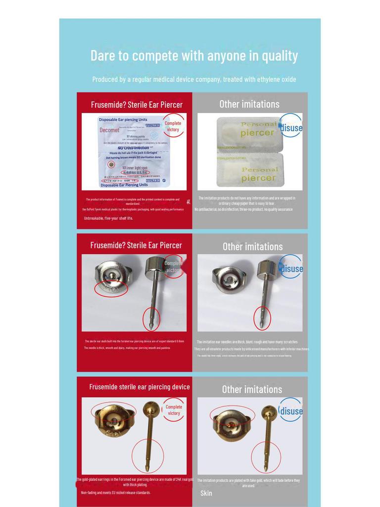 Fusmet 2nd Gen одноразовый набор инструментов для прокалывания ушей с пирсингом ушей и гвоздезабивным пистолетом